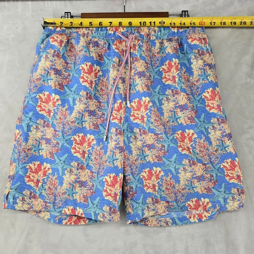 Peter Millar Seaside Swim Trunks Mens Large Sea Star Coral Mens Large Mesh Liner